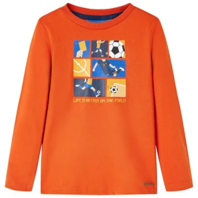 Afbeelding van Kindershirt met lange mouwen voetbalprint 116 oranje
