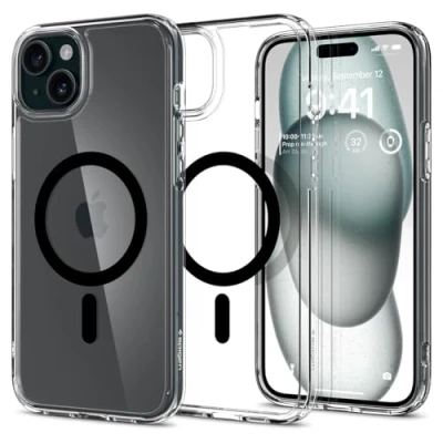 Afbeelding van Apple iPhone 15 Plus MagSafe Hoesje Kunststof Spigen Hardcase/Backcover Zwart Telefoonhoesje Shockproof/Valbescherming