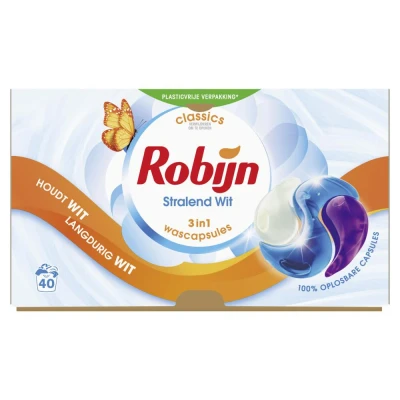 Afbeelding van Robijn Classics Stralend Wit 3 in 1 wascapsules x 40 wasbeurten voordeelverpakking 120