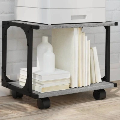 Afbeelding van Printerkastje 2 laags 41x28x33,5 cm bewerkt hout grijs sonoma