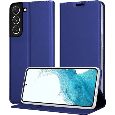 Afbeelding van Cadorabo Hoesje geschikt voor Samsung Galaxy S22 in CLASSY DONKER BLAUW Beschermhoes met magnetische sluiting, standfunctie en kaartvakje Book Case Cover Etui