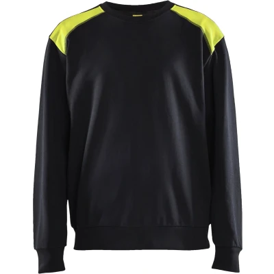 Afbeelding van Blaklader Sweatshirt bi colour 3580 1158 Zwart/High Vis Geel XS