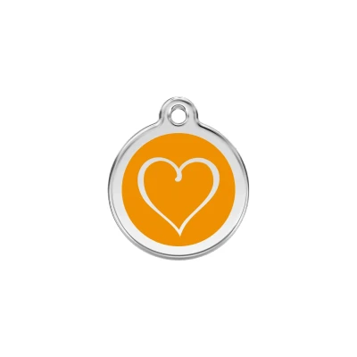 Afbeelding van Tribal Heart Orange roestvrijstalen hondenpenning small/klein dia. 2 cm RedDingo