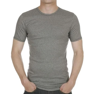 Afbeelding van Eminence Heren Pur Coton T shirt Manches Courtes Col Rond onderhemd, grijs, L