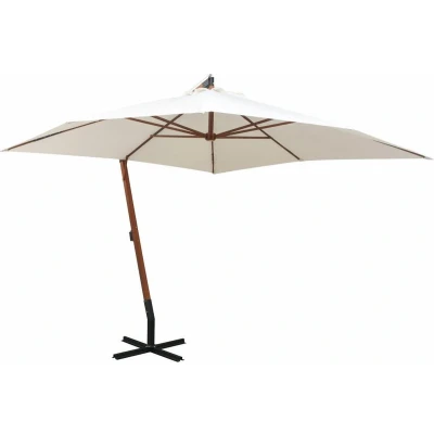 Afbeelding van Zweefparasol met houten paal 300x300 cm wit