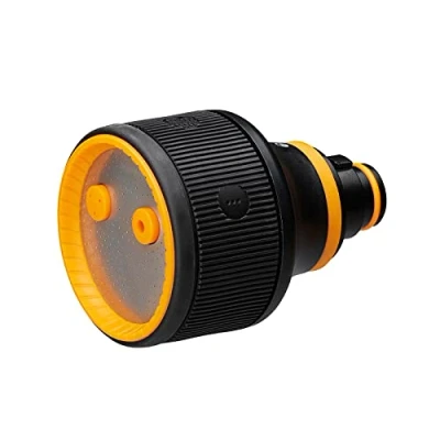 Afbeelding van Fiskars Spuitpistool kop, 3 functies, met straal , regen of nevelpatroon, traploos regelbaar, universele maat, zwart/oranje, 1059237