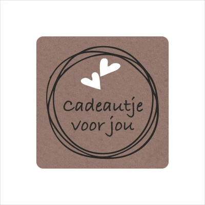 Afbeelding van Etiketten in dispenserdoos cadeautje voor jou bruin 250 stuks