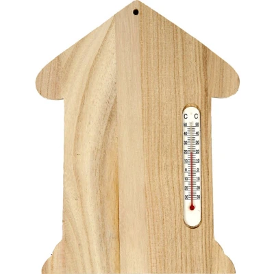 Afbeelding van Creotime Thermometer Huisje Hout Unisex 23,5 X 16,5 Cm