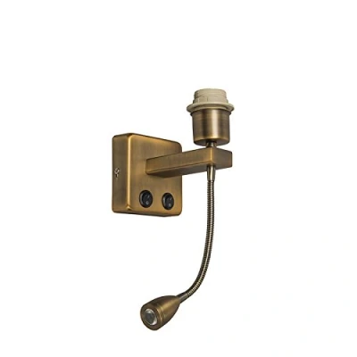 Afbeelding van QAZQA Wandlamp brons incl. LED met leesarm Brescia Combi