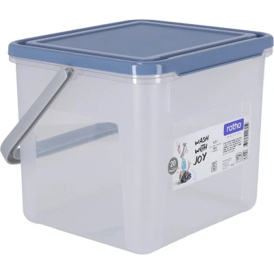 Afbeelding van Rotho Basic Opbergdoos 5l met deksel en handvat, Kunststof (PP) BPA vrij, transparant/blauw, 3kg/5l (21.0 x 20.0 18.0 cm)