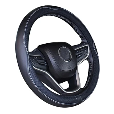 Afbeelding van ISTN Microvezel lederen autostuurhoes, 15 inch/38 cm, zwart grijs