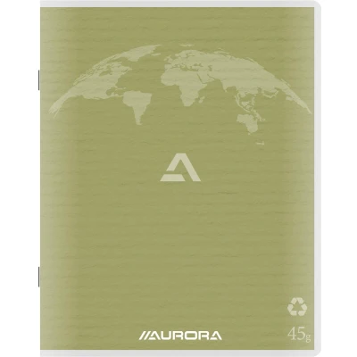 Afbeelding van Aurora Writing 45 kladschrift uit gerycleerd papier, 96 bladzijden, gelijnd, mosgroen schrift