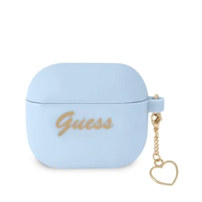 Afbeelding van Guess Silicone Heart Charm Case Geschikt voor Apple Airpods 3 Blauw