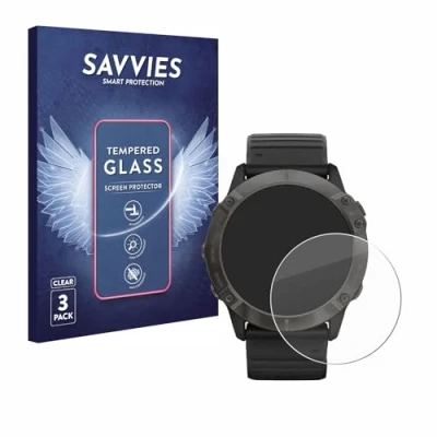 Afbeelding van Savvies Glas Screenprotector voor Garmin Fenix 6X Pro Solar Gehard Beschermglas 9H (3 Stuks)