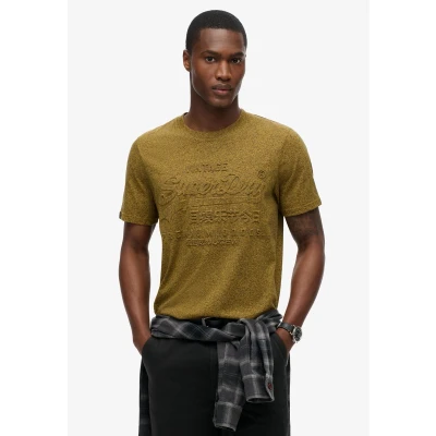 Afbeelding van Superdry Mannen T shirt met Reliëfopdruk Geel Grootte: S