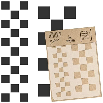 Afbeelding van NAKLEO DIY Herbruikbaar Plastic Sjabloon 21x30cm Schaakbord Vierkant Retro Kunst Craft Muur Schilderen Stencil Patroon Scrapbooking Decoupage Stof Meubels Hout