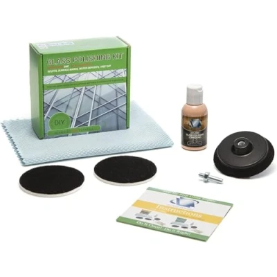 Afbeelding van Glass Polish 21002 DHZ glas polijstset voor doe het zelf gebruik op alle glazen oppervlakken Ø 75mm met boormachine adapter