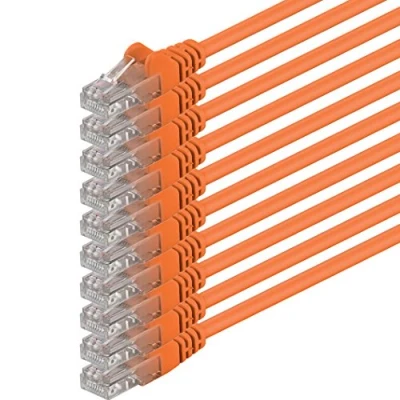 Afbeelding van 1aTTack, CAT6, UTP netwerkkabel met 2 x RJ45 stekkerset (5 stuks) 0,5m oranje 10 stuks