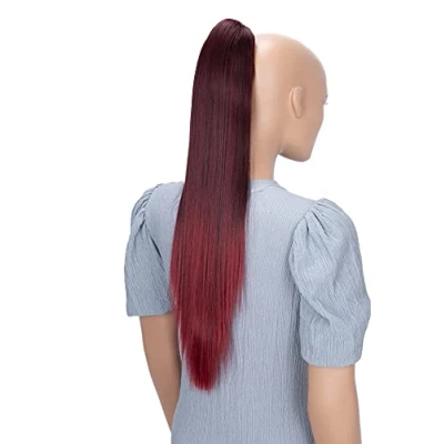Afbeelding van CAISHA 60cm Pruik Vlecht Paardenstaart Haarextensies Glad Rood Mix H620