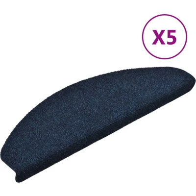 Afbeelding van vidaXL Trapmatten zelfklevend 5 st 65x21x4 cm naaldvilt marineblauw