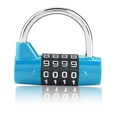 Afbeelding van 4 cijfercode combinatiehangslot, gymkluis, beveiligingswachtwoordslot voor sportschool, school, werknemer locker, reiskoffer (blauw)