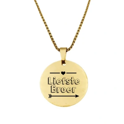 Afbeelding van Ketting RVS Rond Goud Liefste Broer