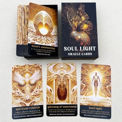 Afbeelding van QCFQCF Soul Light Oracle kaarten, kaarten voor beginners, kosmische begeleiding Deck, spirituele om wijsheid en intuïtieve inzichten te verkennen