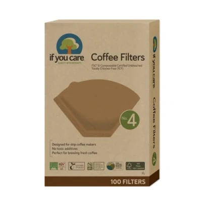 Afbeelding van If You Care Koffiefilters No. 4 FSC ongebleekt, chlorine vrij papier 100st.