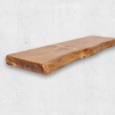 Afbeelding van Waney/Live Edge Chunky rustieke zwevende plank 9x2, Tudor eiken, 180cm