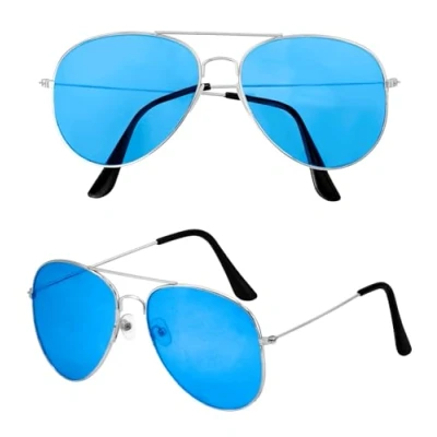 Afbeelding van W WIDMANN MILANO Party Fashion Bril met gekleurde glazen, pilotenbril, accessoire voor jaren 80 themafeest, carnaval