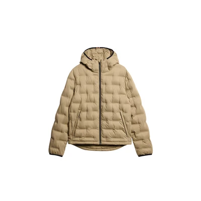 Afbeelding van Superdry Mannen Gewatteerde Pufferjas met Capuchon Tan Grootte: M