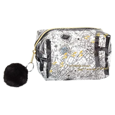 Afbeelding van Harry Potter Clear Cosmetics Tas Transparante Marauders Kaart van Zweinstein Make up Reizen Toilettas School Potlood Case, Zwart, Eén maat,