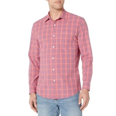 Afbeelding van Amazon Essentials Men&#039;s Casual poplin overhemd met normale pasvorm en lange mouwen, Blauw Gewassen rood Plaid, XXL