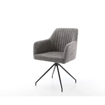 Afbeelding van Draaistoel Greg Flex kruisframe conisch zwart bouclé grijs 180 draaibaar