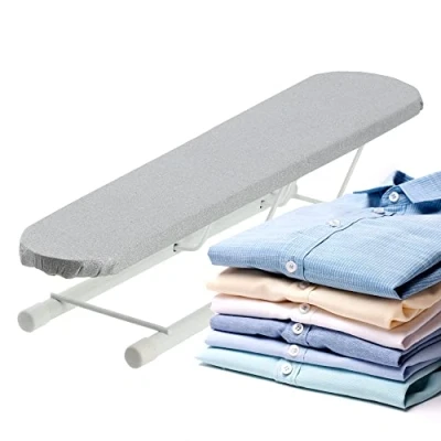 Afbeelding van KADAX Ministrijkplank, strijkplank voor mouwen en manchetten, 50 x 11 cm, mouwstrijkplank, met decoratieve bekleding, inklapbare reisstrijkplank (grijs)