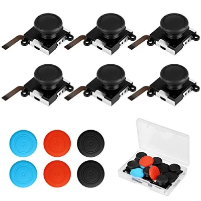 Afbeelding van EEEKit 3D Analoge Joystick Vervanging, 6Pcs Schakelaar Links/Rechts Vervanging met Thumbstick Caps Compatibel Nintendo Switch