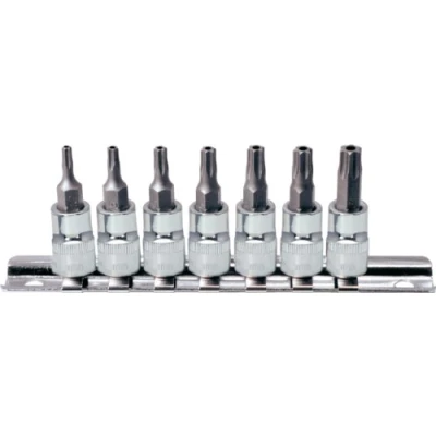 Afbeelding van KS Tools 918.1460 1/4&quot; CHROMEplus Bit dopsleutelset Torx, met boring, 7 dlg, TB10 TB40