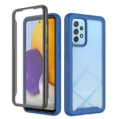 Afbeelding van XINNI Hoesje voor de Samsung Galaxy A52S (A52 4G 5G) 360 graden schokbestendige bescherming rondom met ingebouwde schermbeschermer robuuste buitenhoes bumper donkerblauw