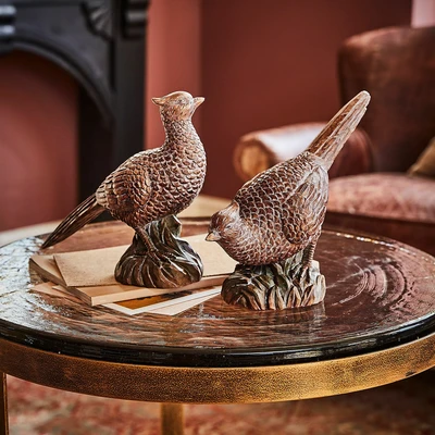 Afbeelding van LOBERON 2 delige set decoratieve vogeltjes Vivoso antiekbruin