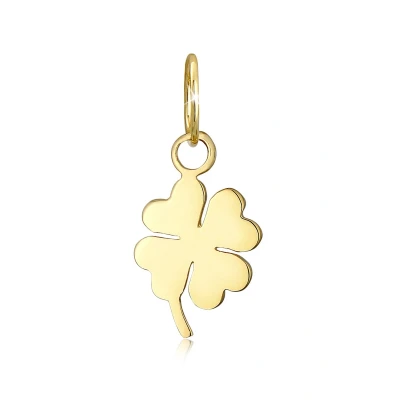 Afbeelding van Elli PREMIUM Dames Hanger Shamrock Lucky Charm Leaf Delicate in 585 Geel Goud