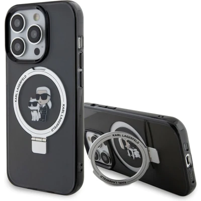 Afbeelding van Apple iPhone 15 Pro MagSafe Hoesje Kunststof Karl Lagerfeld Backcover/Hardcase Zwart Telefoonhoesje
