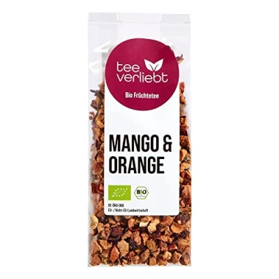 Afbeelding van FRUTEG Losse Fruit Tea Mango &amp; Orange 100 G thee los Finste bladkwaliteit Zomer formaat theemengsel gecontroleerde biologische teelt bio 100g