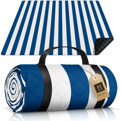 Afbeelding van HOEL picknickdeken 200x200 cm waterafstotend + geïsoleerd strandmat gevoerd XXL outdoor stranddeken voor picknick, camping strand
