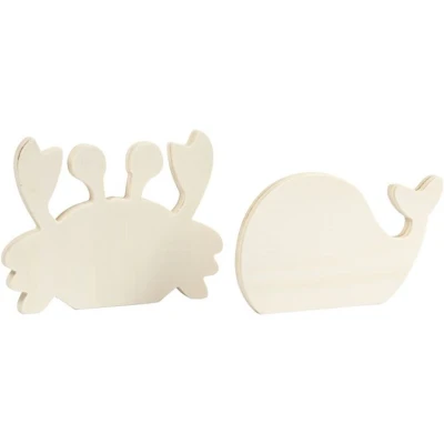Afbeelding van Creativ Company Houten Zeedieren Krab en Walvis, 2st.