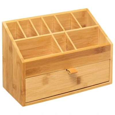 Afbeelding van 5Five Ladeblokje/bureau organizer 1x lades bamboe hout L26 x B12 H18 cm pennenbak Ladeblok