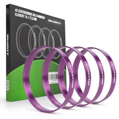 Afbeelding van Haskyy Set van 4 aluminium centreerringen I 74,1 72,6 ALU 4X zilver