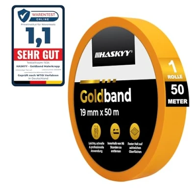 Afbeelding van HASKYY Afplakband schilderstape maskeertape 19mm x 50m voor schilders en autospuiters Multifunctionele, sterke, zelfklevende tape met scherpe rand verwijder residu vrij