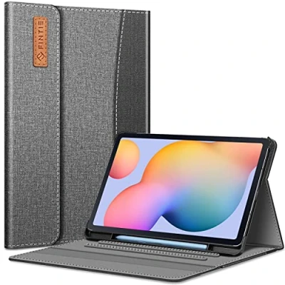 Afbeelding van Fintie Hoes voor Samsung Galaxy Tab S6 Lite 10,4 inch 2024/2022/2020 tablet, folio beschermhoes met multi hoekweergave, S penhouder en documentenvak, auto slaap/waak, donkergrijs