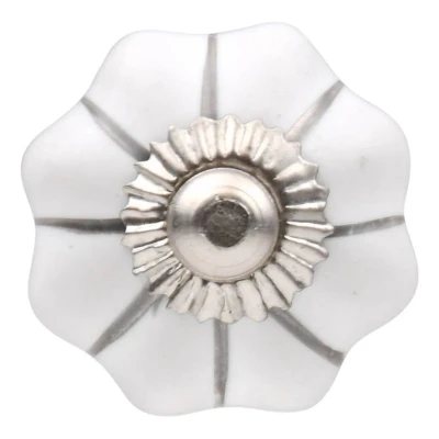 Afbeelding van Good in Style Meubelknop 30mm wit zilver bloem