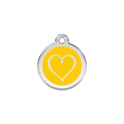 Afbeelding van Tribal Heart Yellow roestvrijstalen hondenpenning small/klein dia. 2 cm RedDingo